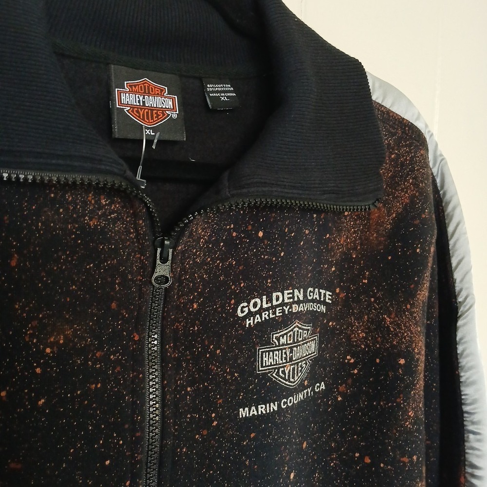 Harley-Davidson Jacket Satin Inset Soft Shell Women's XL Black Bleach Dye Marin - Picture 5 of 12